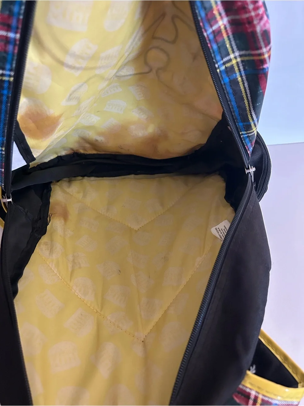 Harajuku Mini Plaid Backpack with Red Sequin Heart